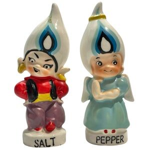 Vintage 1950s Gas Genie & Angel Salt Pepper Shakers - Natural Gas Corporation QC